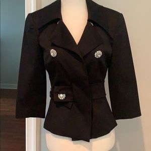 Trina Turk Rhinestone Button Cropped Jacket